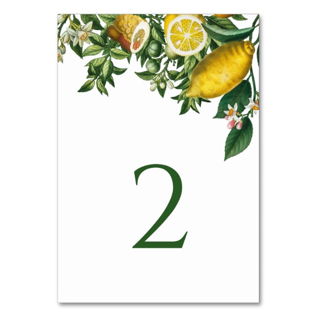 Tarjeta De Mesa Rústico Limón Amarillo y Verdor Foliage (Anverso)