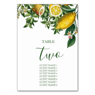 Tarjeta De Mesa Rústico Limón Amarillo y Verdor Foliage