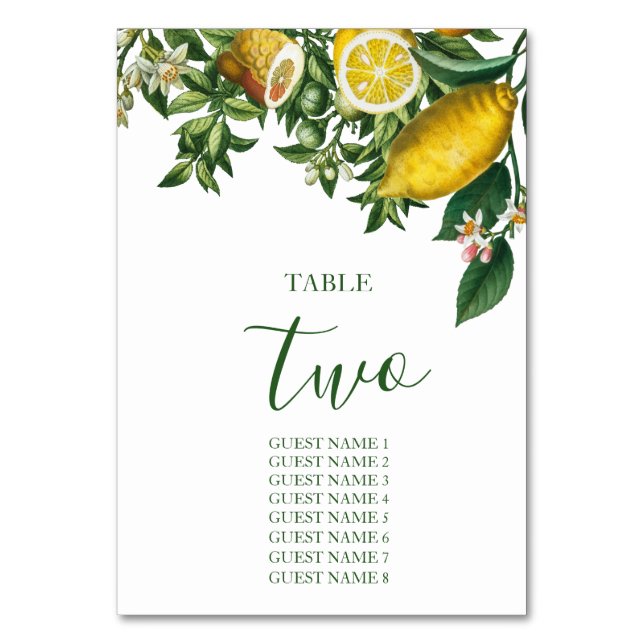 Tarjeta De Mesa Rústico Limón Amarillo y Verdor Foliage (Anverso)