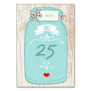 Tarjeta De Mesa Rústico Mason Jar en Birch Bark Boda ilustrado