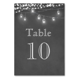Tarjeta De Mesa Rústico Mason Jar String Lights Número de tabla