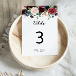 Tarjeta De Mesa Rústico otoño deslumbrante Boda de Borgoña
