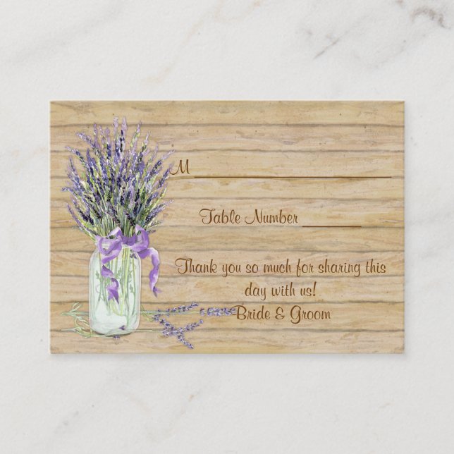 Tarjeta De Mesa Rústico País Mason Jar Lavanda Francesa Bouquet (Anverso)