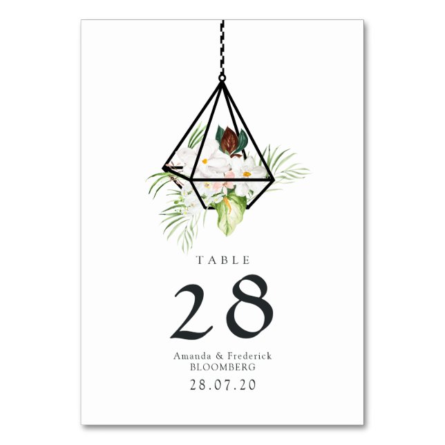 Tarjeta De Mesa Rústico Pastel Floral Terrario Boda Jardín (Anverso)
