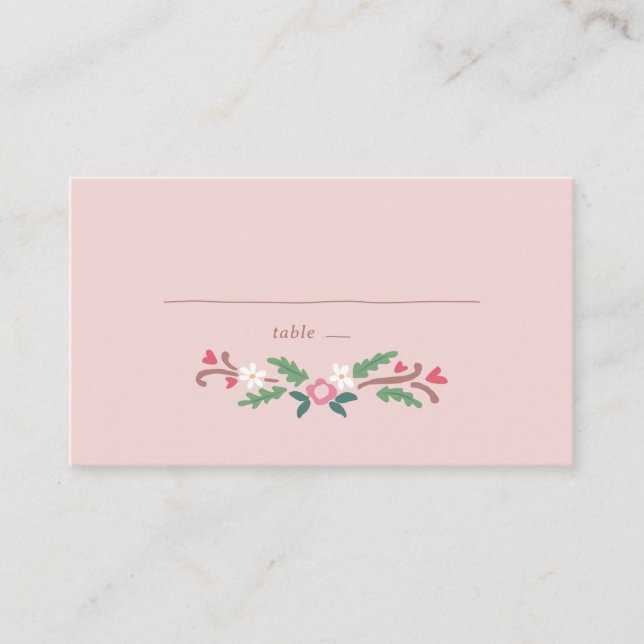 Tarjeta De Mesa Rústico Romántico Floral (Anverso)