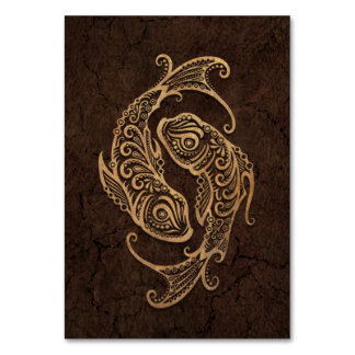 Tarjeta De Mesa Rústico Rótulo Zodiac sobre efecto de piedra