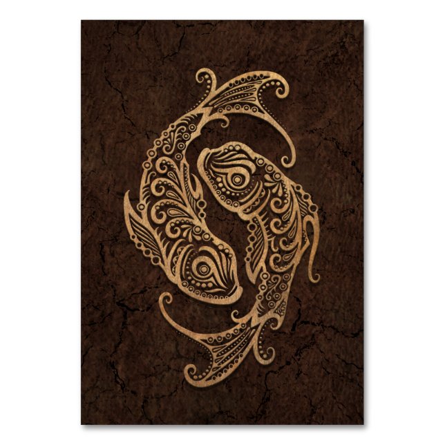 Tarjeta De Mesa Rústico Rótulo Zodiac sobre efecto de piedra (Anverso)