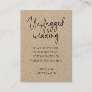 Tarjeta De Mesa Rústico sin fotos en medios sociales Boda desconec