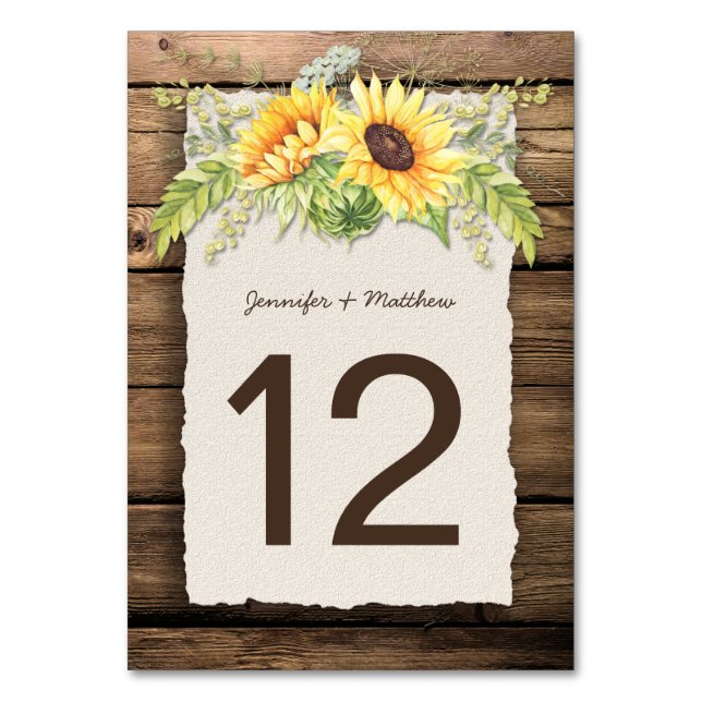Tarjeta De Mesa Rústico Sunflowers Barn Wood Deckle Edge (Anverso)