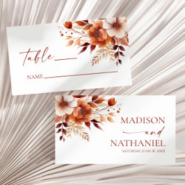 Tarjeta De Mesa Rusty Burgundy Brown Boda de Flor Floral
