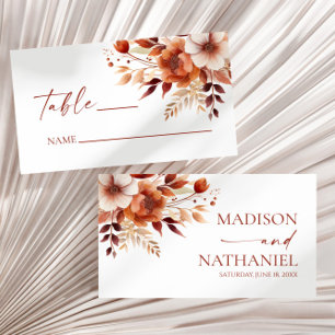 Tarjeta De Mesa Rusty Burgundy Brown Boda de Flor Floral