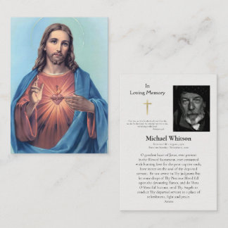 Tarjeta De Mesa Sacred Heart of Jesus Catholic Funeral Prayer Card