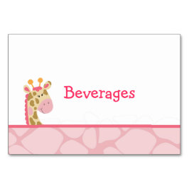 Tarjeta de mesa Safari, Chica de Girafa Rosa