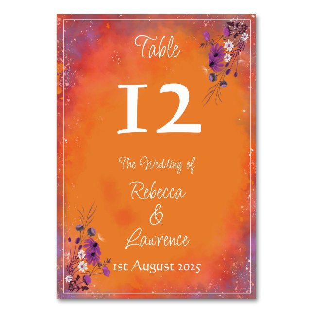 Tarjeta De Mesa Saffron Sky Wildflowers (Anverso)