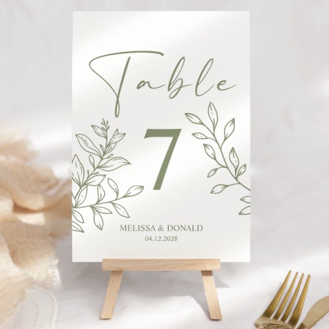 Tarjeta De Mesa Sage Boho Flores Simple Boda Número de tabla (Subido por el creador)