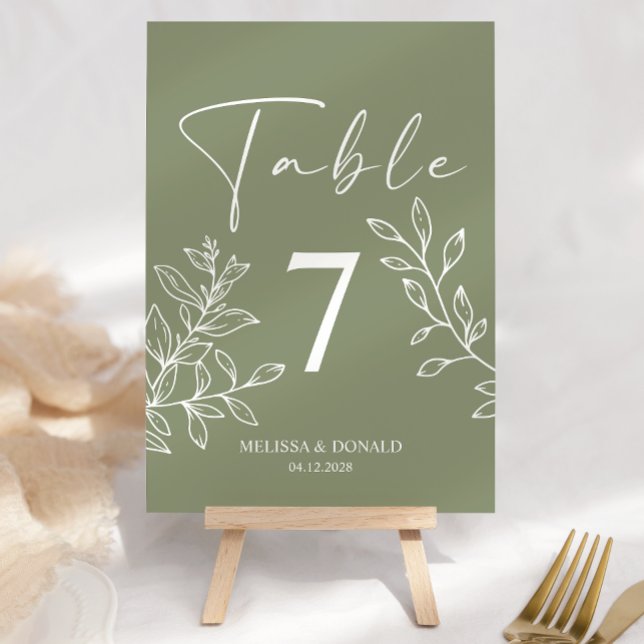 Tarjeta De Mesa Sage Boho Flores Simple Boda Número de tabla (Subido por el creador)