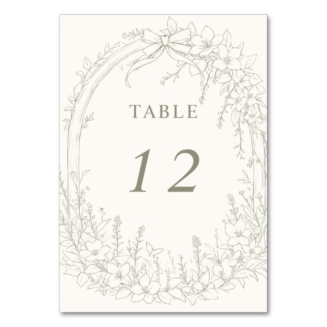 Tarjeta De Mesa Sage Coquette Woodland Garden Boda Floral (Anverso)