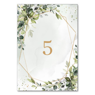 Tarjeta De Mesa Sage gold eucalyptus geometric wedding table sign