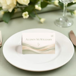 Tarjeta De Mesa Sage Green and Ivory Wedding Place Card-Poultry