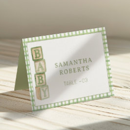 Tarjeta De Mesa Sage Green Baby Blocks Editable Tent Cards