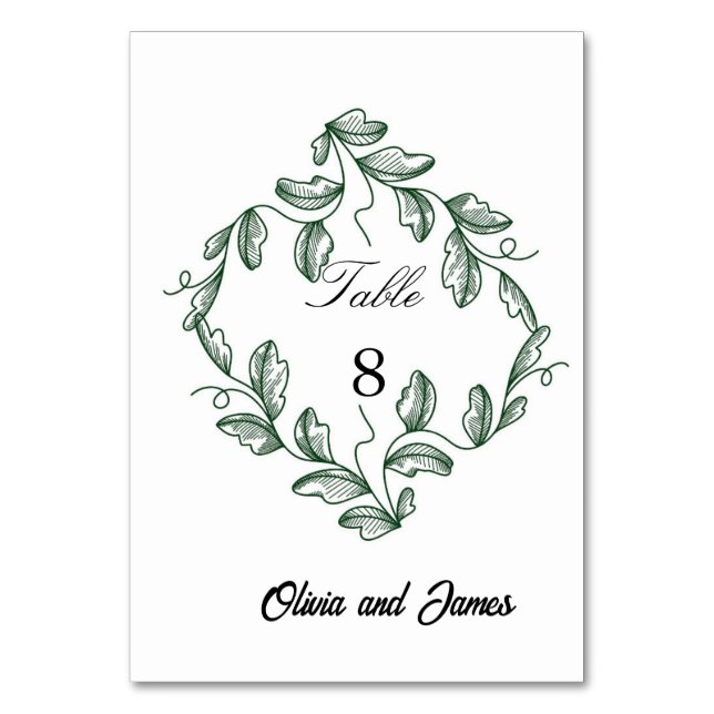 Tarjeta De Mesa Sage Green Classic Floral Wedding (Anverso)