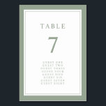 Tarjeta De Mesa Sage Green Elegant Simple Boda de borde mínimo<br><div class="desc">Este elegante y minimalista número de tabla de boda de borde incluye un elegante borde doble verde sabio con texto verde sabio y guión. (Esto es parte de la colección botánica Sage Green & Navy Blue que se puede ver haciendo clic en el enlace anterior.)</div>
