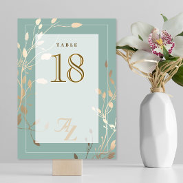Tarjeta De Mesa Sage Green & Gold Wedding