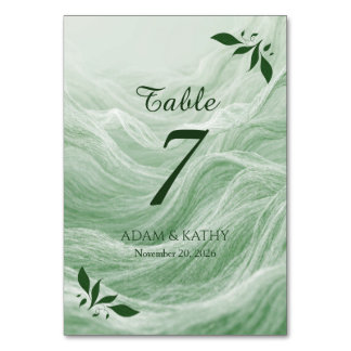 Tarjeta De Mesa Sage Green Marble & Gold Table Number