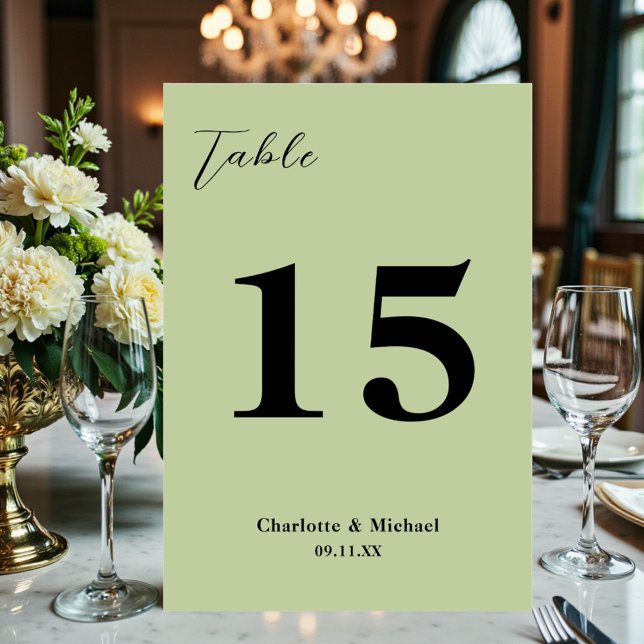 Tarjeta De Mesa Sage Green Minimalist Wedding (Subido por el creador)