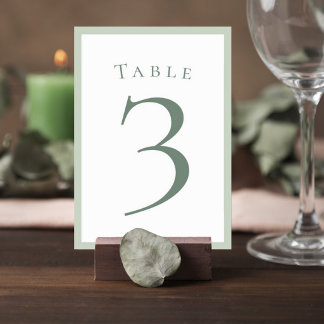 Tarjeta De Mesa Sage Green Minimalist Wedding Table Number Card
