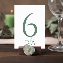 Tarjeta De Mesa Sage Green Minimalist Wedding Table Number Card