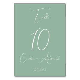 Tarjeta De Mesa Sage Green Modern Elegant Boda Único
