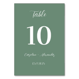 Tarjeta De Mesa Sage Green Modern Elegant Boda Único