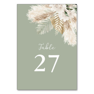 Tarjeta De Mesa sage green pampas césped acuarela boda
