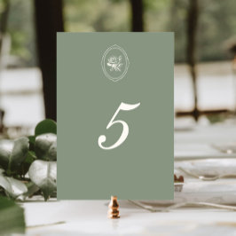 Tarjeta De Mesa Sage Green Rose Wedding Double Sided