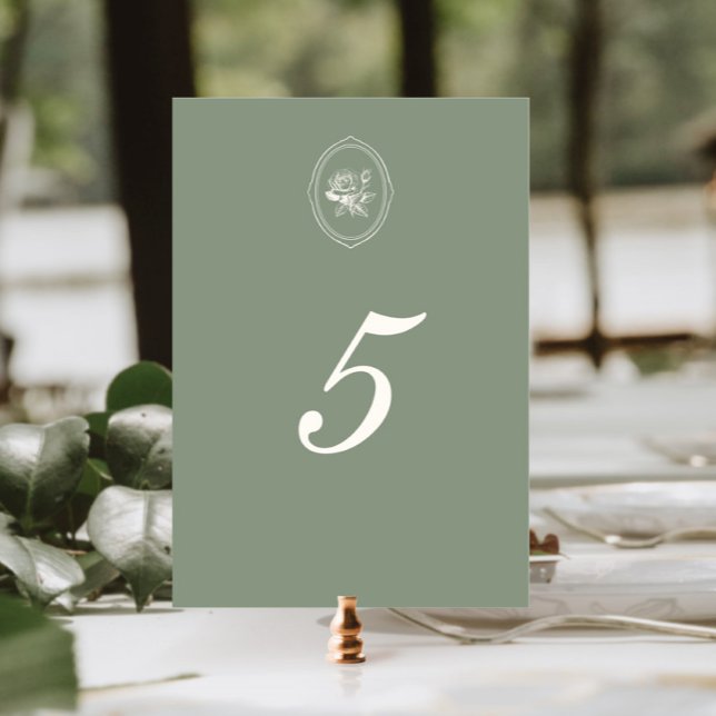 Tarjeta De Mesa Sage Green Rose Wedding Double Sided (Subido por el creador)