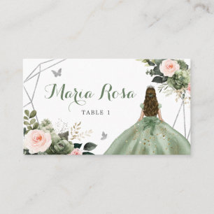 Tarjeta De Mesa Sage Green Rubor Chica Sweet 16th Birthday