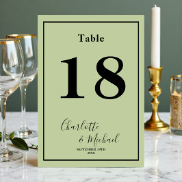 Tarjeta De Mesa Sage Green Script Minimalist Wedding