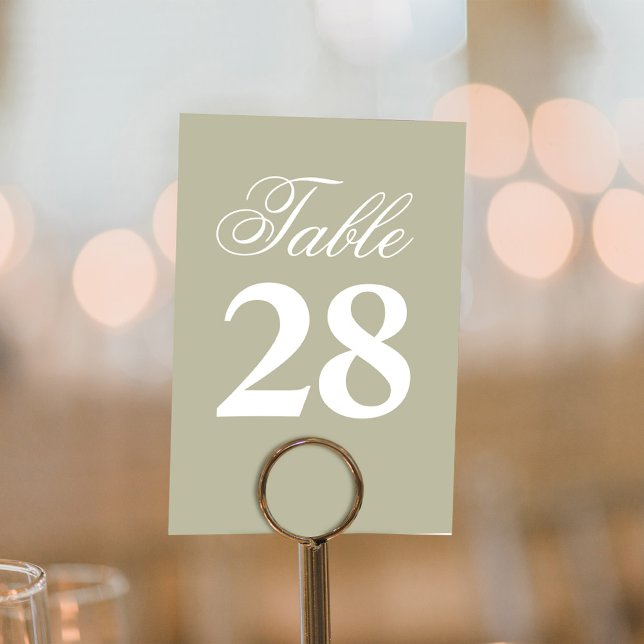 Tarjeta De Mesa Sage Green Script Wedding Table Number  (Sage green wedding table number.)