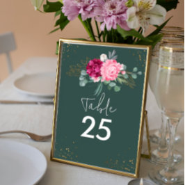 Tarjeta De Mesa Sage Green simple | Boda Floral rosa Rubor