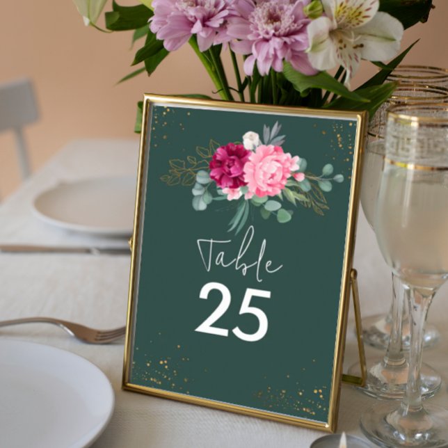 Tarjeta De Mesa Sage Green simple | Boda Floral rosa Rubor (Subido por el creador)