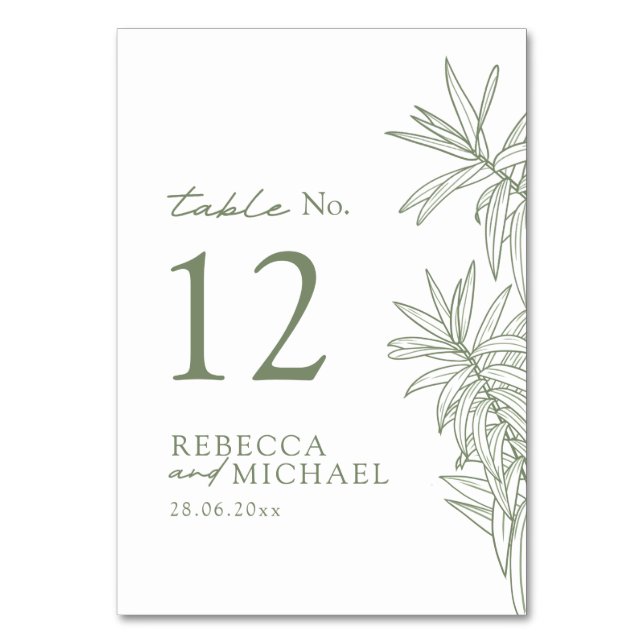Tarjeta De Mesa Sage Green Simple Botanical (Anverso)