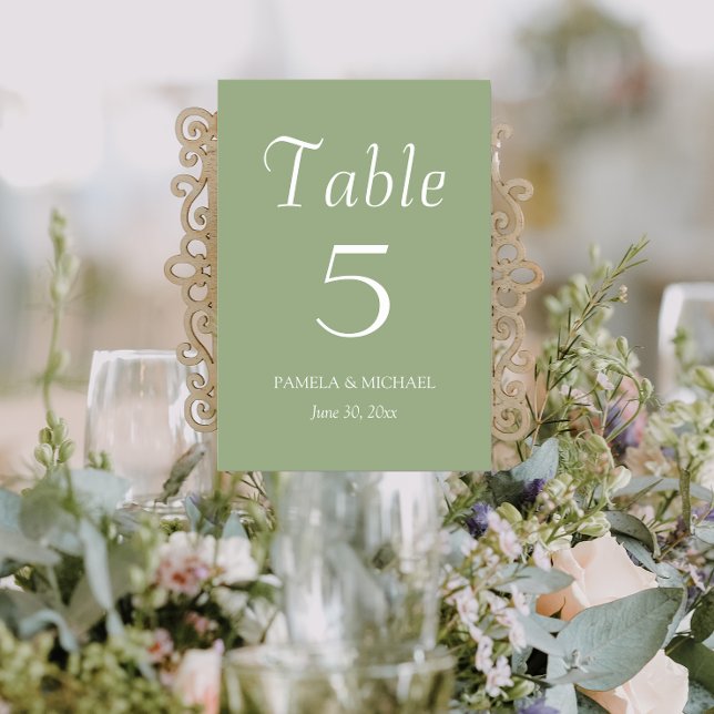 Tarjeta De Mesa Sage Green Simple Style Boda (In Situ Wedding)
