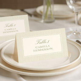 Tarjeta De Mesa Sage Green Stripes Place Cards