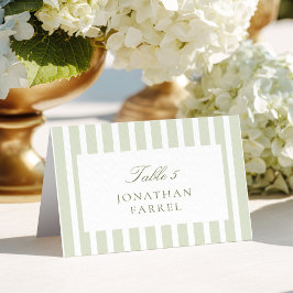 Tarjeta De Mesa Sage Green Stripes Place Cards