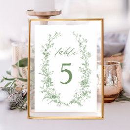Tarjeta De Mesa Sage Green Toile Classic Floral Boda