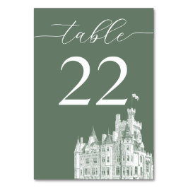 Tarjeta De Mesa Sage Green Vintage Castle Destination Wedding