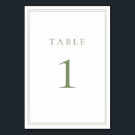 Tarjeta De Mesa Sage Green Warm Moderno Boda Minimalista<br><div class="desc">Sage Green, moderno, minimalista número de mesa boda. ¡personalizable total! **NOTA: Para solicitar números de tabla, cada número de tarjeta debe editarse/personalizarse por separado y añadirse a su carrito. Por ejemplo: si sólo selecciona Cantidad: 20 tarjetas y Añadir a carro, será el mismo número a menos que personalizar cada número...</div>