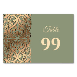 Tarjeta De Mesa Sage Green y Gold Boda Elegante Lujo
