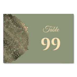 Tarjeta De Mesa Sage Green y Gold Boda Elegante Lujo
